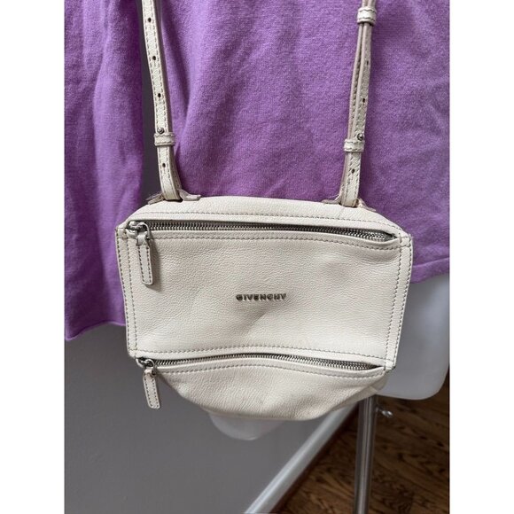 Givenchy Small Pandora Leather Crossbody Bag White/Cream - Picture 2 of 13
